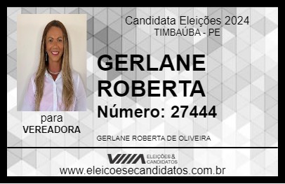 Candidato GERLANE ROBERTA 2024 - TIMBAÚBA - Eleições