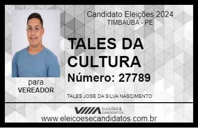 Candidato TATA DA CULTURA 2024 - TIMBAÚBA - Eleições