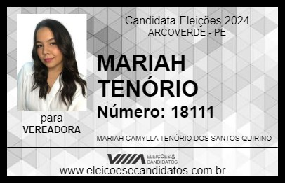 Candidato MARIAH TENÓRIO 2024 - ARCOVERDE - Eleições