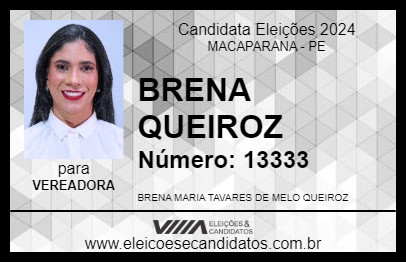 Candidato BRENA QUEIROZ 2024 - MACAPARANA - Eleições