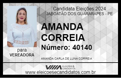 Candidato AMANDA CORREIA 2024 - JABOATÃO DOS GUARARAPES - Eleições