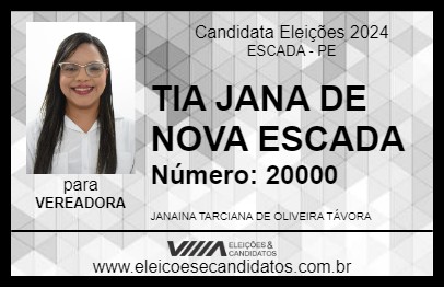 Candidato LEGISLADORA JANAINA 2024 - ESCADA - Eleições