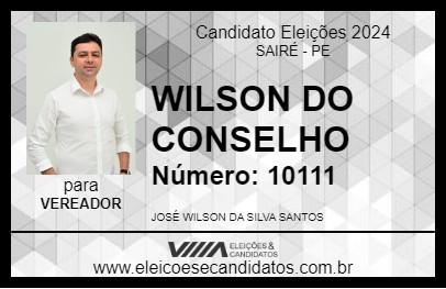 Candidato WILSON SANTOS 2024 - SAIRÉ - Eleições