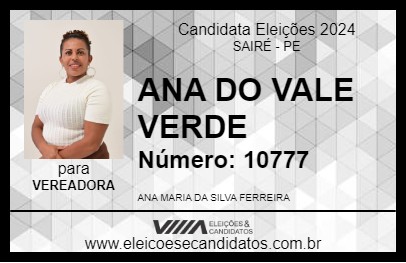 Candidato ANA DO VALE VERDE 2024 - SAIRÉ - Eleições