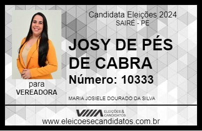 Candidato JOSY DE PÉS DE CABRA 2024 - SAIRÉ - Eleições