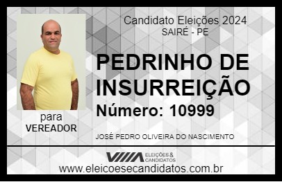 Candidato PEDRINHO DE INSURREIÇÃO 2024 - SAIRÉ - Eleições