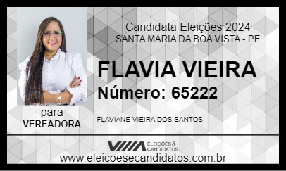 Candidato FLAVIA VIEIRA 2024 - SANTA MARIA DA BOA VISTA - Eleições