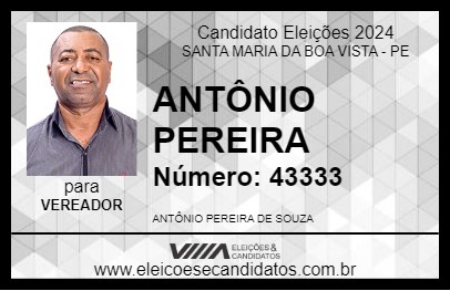 Candidato ANTÔNIO PEREIRA 2024 - SANTA MARIA DA BOA VISTA - Eleições