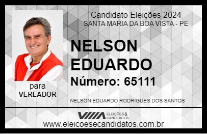 Candidato NELSON EDUARDO 2024 - SANTA MARIA DA BOA VISTA - Eleições