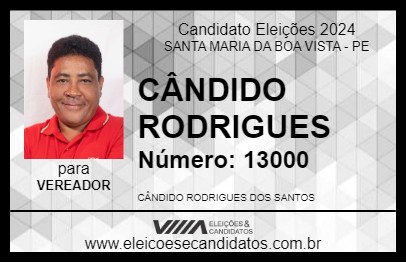 Candidato CÂNDIDO RODRIGUES 2024 - SANTA MARIA DA BOA VISTA - Eleições