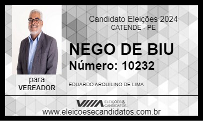 Candidato NEGO DE BIU 2024 - CATENDE - Eleições