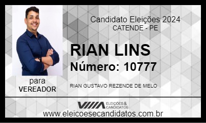 Candidato RIAN LINS 2024 - CATENDE - Eleições