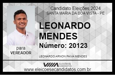 Candidato LEONARDO MENDES 2024 - SANTA MARIA DA BOA VISTA - Eleições