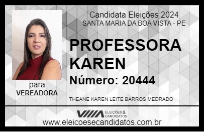 Candidato PROFESSORA KAREN 2024 - SANTA MARIA DA BOA VISTA - Eleições