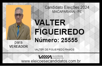 Candidato VALTER FIGUEIREDO 2024 - MACAPARANA - Eleições