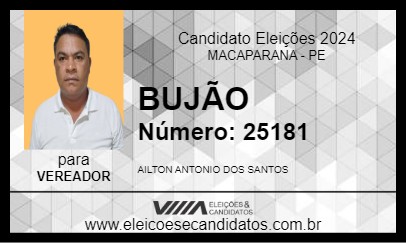 Candidato BUJÃO 2024 - MACAPARANA - Eleições