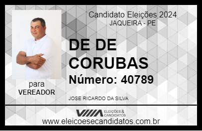 Candidato DE DE CORUBAS 2024 - JAQUEIRA - Eleições