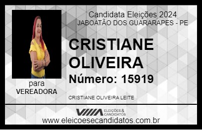 Candidato CRISTIANE OLIVEIRA 2024 - JABOATÃO DOS GUARARAPES - Eleições