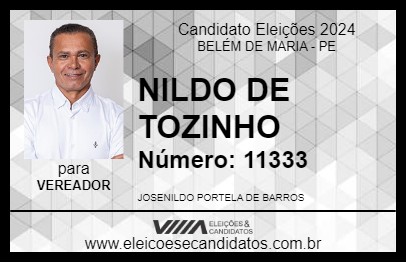 Candidato NILDO DE TOZINHO 2024 - BELÉM DE MARIA - Eleições