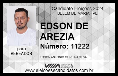 Candidato EDSON DE AREZIA 2024 - BELÉM DE MARIA - Eleições