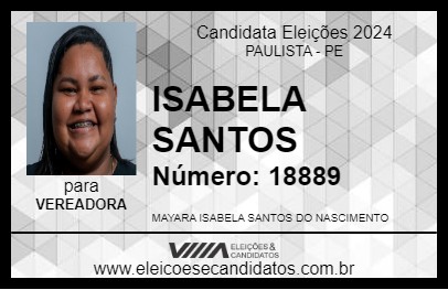 Candidato ISABELA SANTOS 2024 - PAULISTA - Eleições