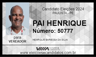 Candidato PAI HENRIQUE 2024 - PAULISTA - Eleições