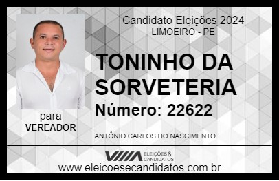 Candidato TONINHO DA SORVETERIA 2024 - LIMOEIRO - Eleições