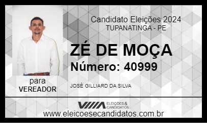 Candidato ZÉ DE MOÇA 2024 - TUPANATINGA - Eleições