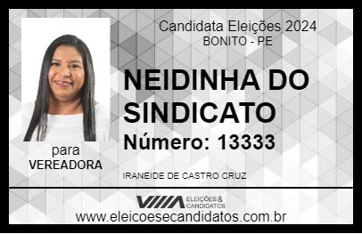 Candidato NEIDINHA DO SINDICATO 2024 - BONITO - Eleições