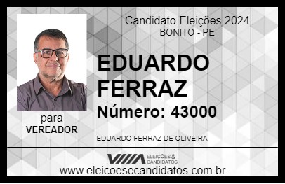 Candidato EDUARDO FERRAZ 2024 - BONITO - Eleições