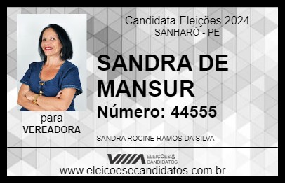 Candidato SANDRA DE MANSUR 2024 - SANHARÓ - Eleições