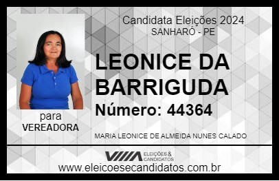 Candidato LEONICE DA BARRIGUDA 2024 - SANHARÓ - Eleições