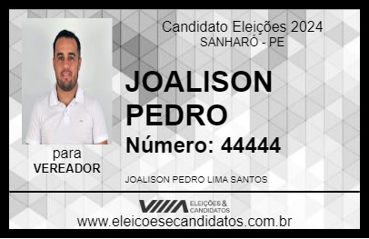 Candidato JOALISON PEDRO 2024 - SANHARÓ - Eleições