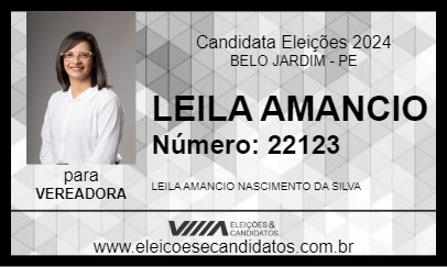 Candidato LEILA AMANCIO 2024 - BELO JARDIM - Eleições