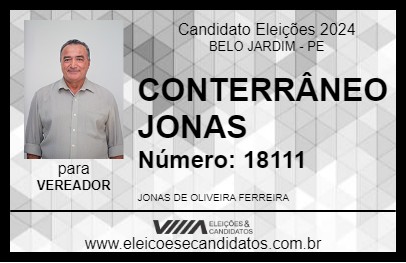 Candidato CONTERRÂNEO JONAS 2024 - BELO JARDIM - Eleições