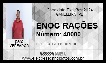 Candidato ENOC RAÇÕES 2024 - GAMELEIRA - Eleições