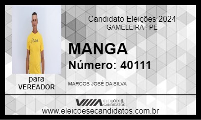 Candidato MANGA 2024 - GAMELEIRA - Eleições