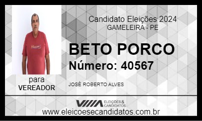 Candidato BETO PORCO 2024 - GAMELEIRA - Eleições