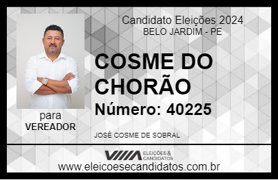 Candidato COSME DO CHORÃO 2024 - BELO JARDIM - Eleições