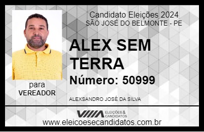 Candidato ALEX SEM TERRA 2024 - SÃO JOSÉ DO BELMONTE - Eleições