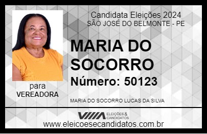 Candidato MARIA DO SOCORRO 2024 - SÃO JOSÉ DO BELMONTE - Eleições