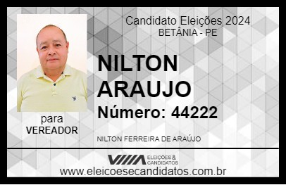 Candidato NILTON ARAUJO 2024 - BETÂNIA - Eleições