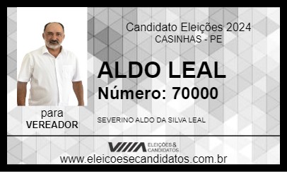 Candidato ALDO LEAL 2024 - CASINHAS - Eleições