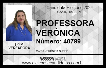 Candidato PROFESSORA VERÔNICA 2024 - CASINHAS - Eleições