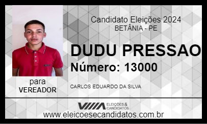 Candidato DUDU PRESSAO 2024 - BETÂNIA - Eleições