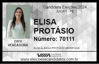 Candidato ELISA PROTÁSIO 2024 - JUCATI - Eleições