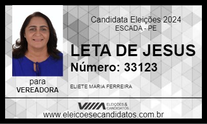 Candidato LETA DE JESUS  2024 - ESCADA - Eleições