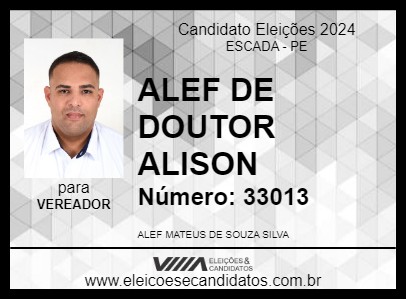 Candidato ALEF DE DOUTOR ALISON  2024 - ESCADA - Eleições