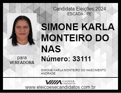 Candidato SIMONE DA SAÚDE 2024 - ESCADA - Eleições