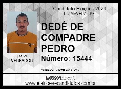 Candidato DEDÉ DE COMPADRE PEDRO 2024 - PRIMAVERA - Eleições